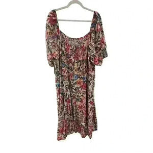 NEW WITH TAGS Sonoma Dress Floral Colorful Rauching Size 4X Midi Dress Fit Flare